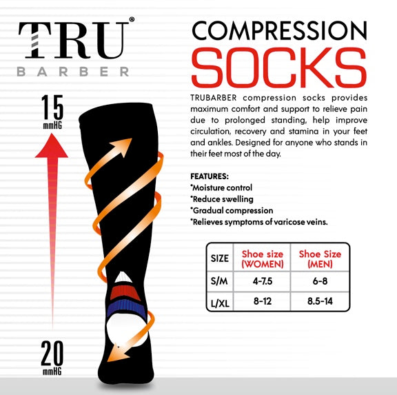 TRUBARBER Compression Socks for Men & Women